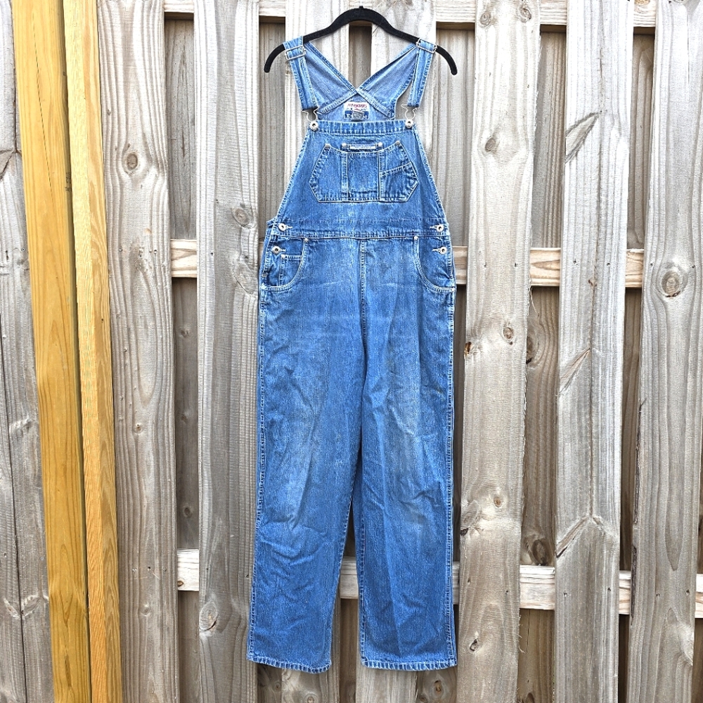 44) NO EXCUSES DENIM Vintage 7 pocket Jean Overalls Sz. Large